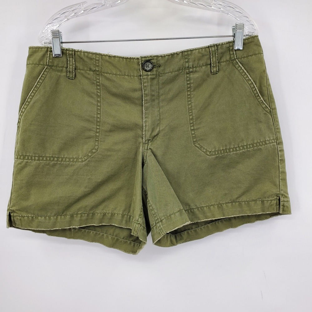 Vintage Old Navy Olive Green Utility Cargo Shorts Frayed 12 Y2K Safari Grunge